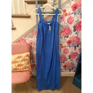 J.Crew Brilliant Blue Square Neck Maxi Dress